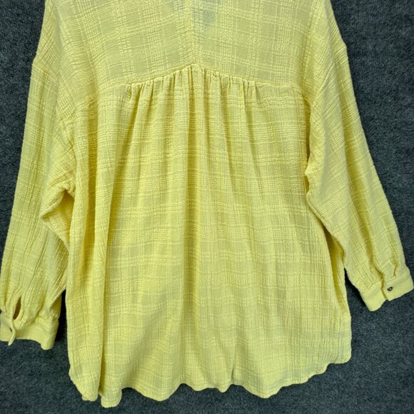 Soft‎ Surroundings Tunic Shirt Womens 3X Yellow Button Up Textured Gauze - Picture 7 of 15